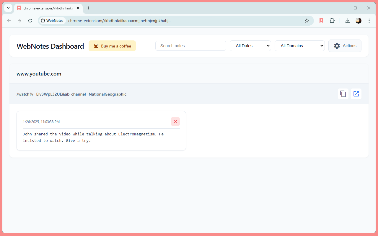 Webnotes - Принять и управлять заметками для разных URL -адресов медиа 3