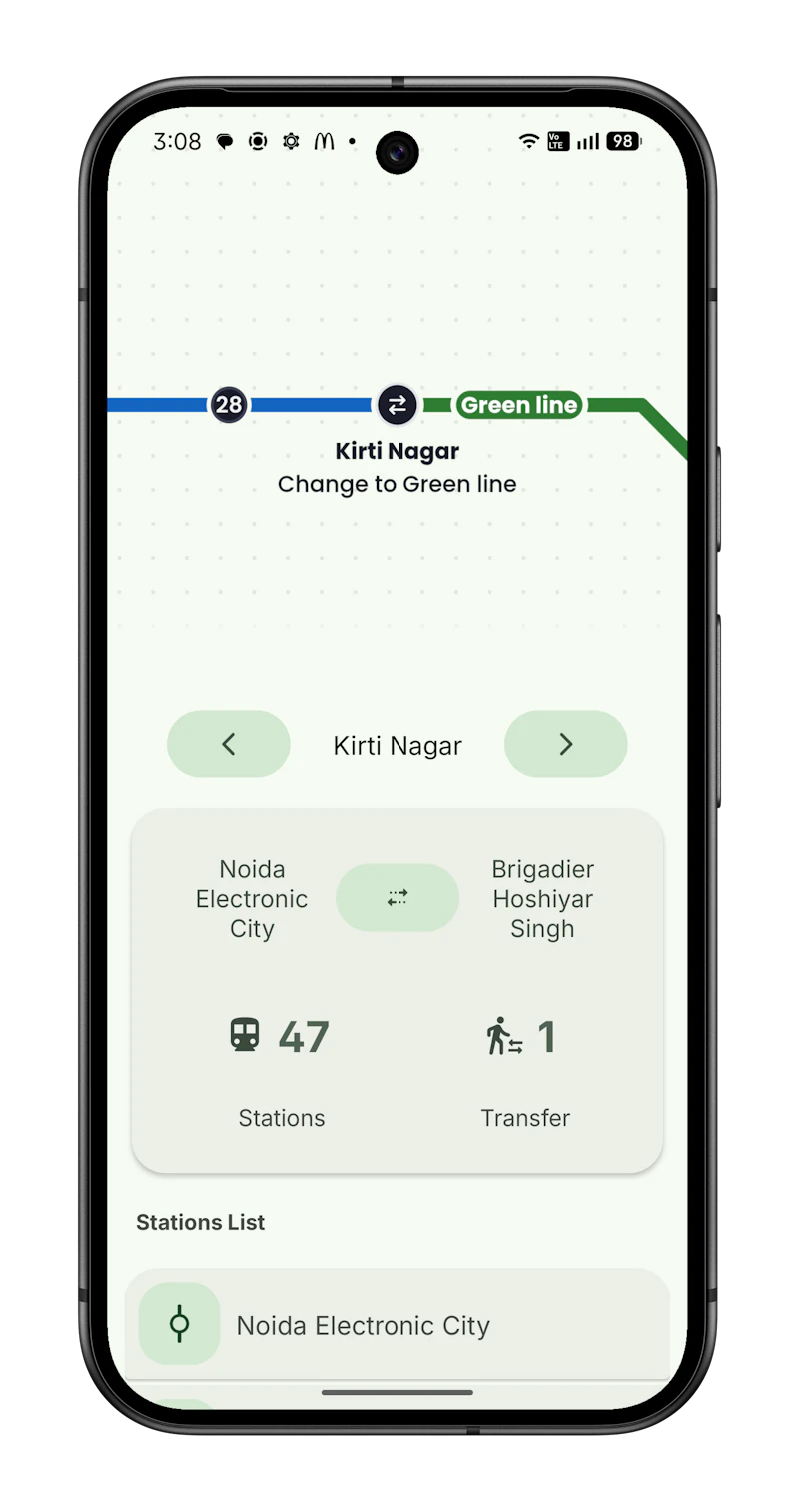DetroGo - Delhi Metro Navigation screenshot 2