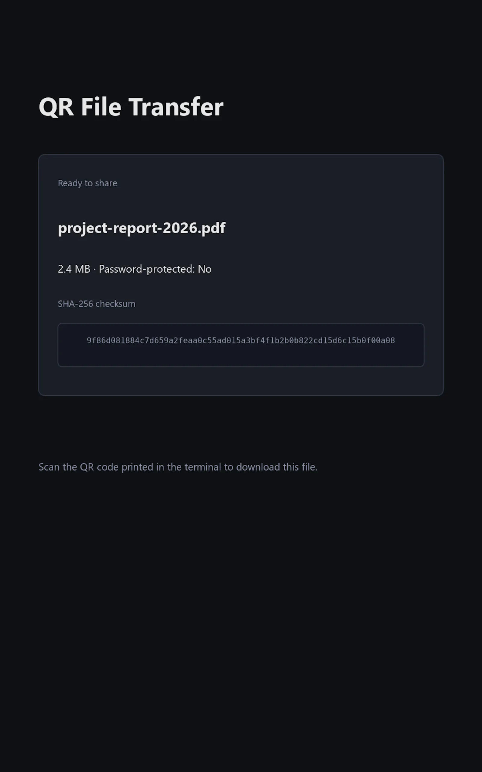 Qrtransfer screenshot 1