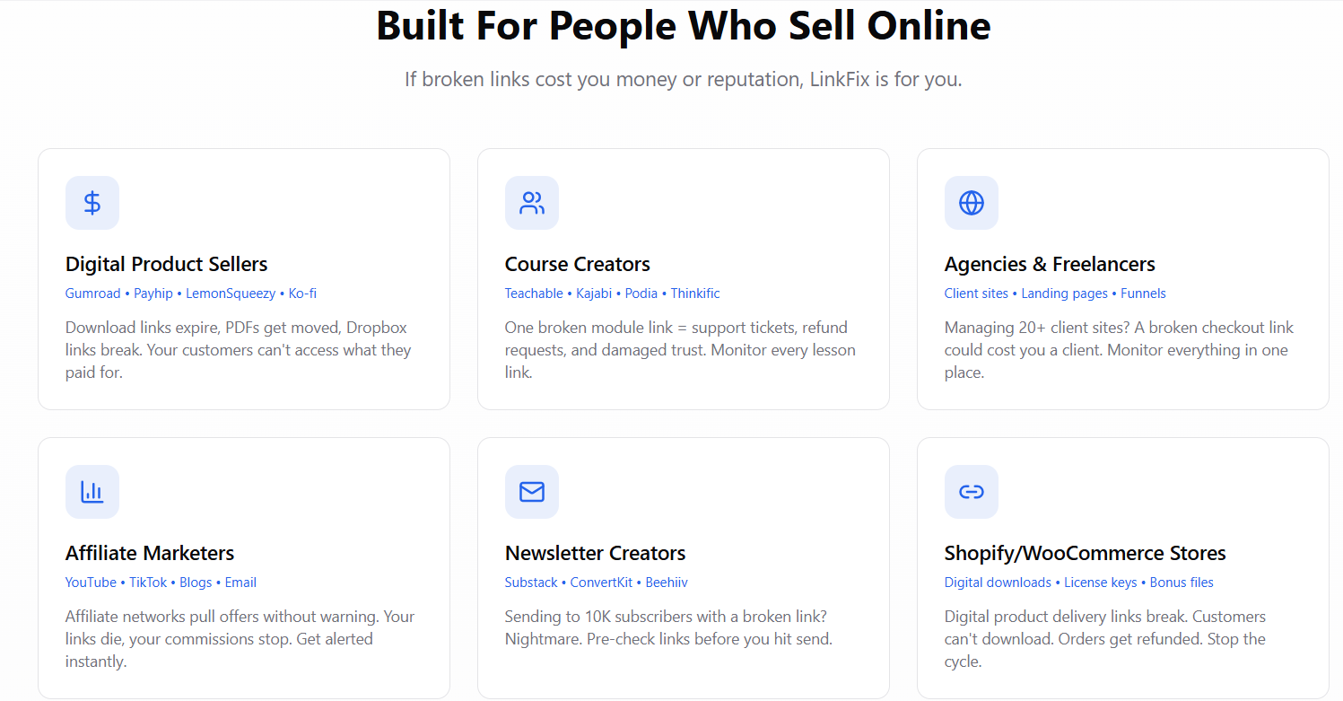 LinkFix - Screenshot 4 showing product features and functionality
