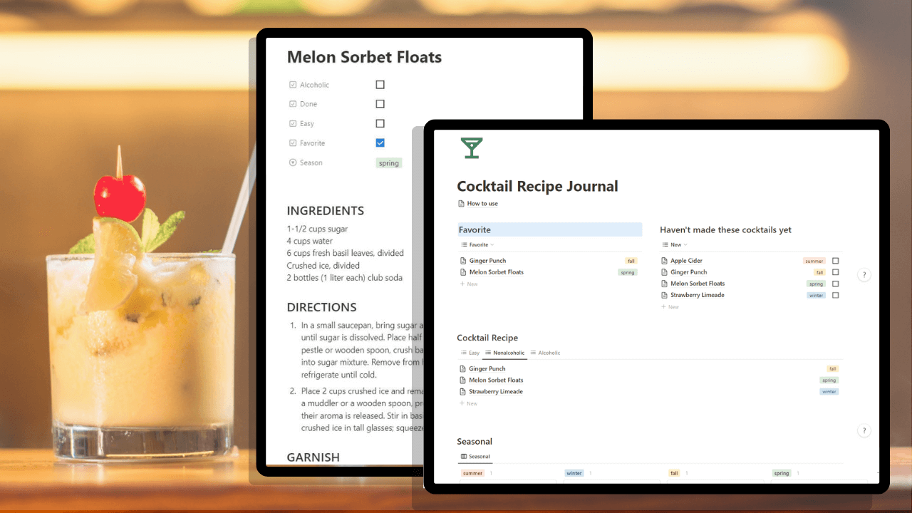 Notion Cocktail Recept Journal - Vergeet nooit meer een recept met dit eenvoudig te gebruiken dagboek media 2