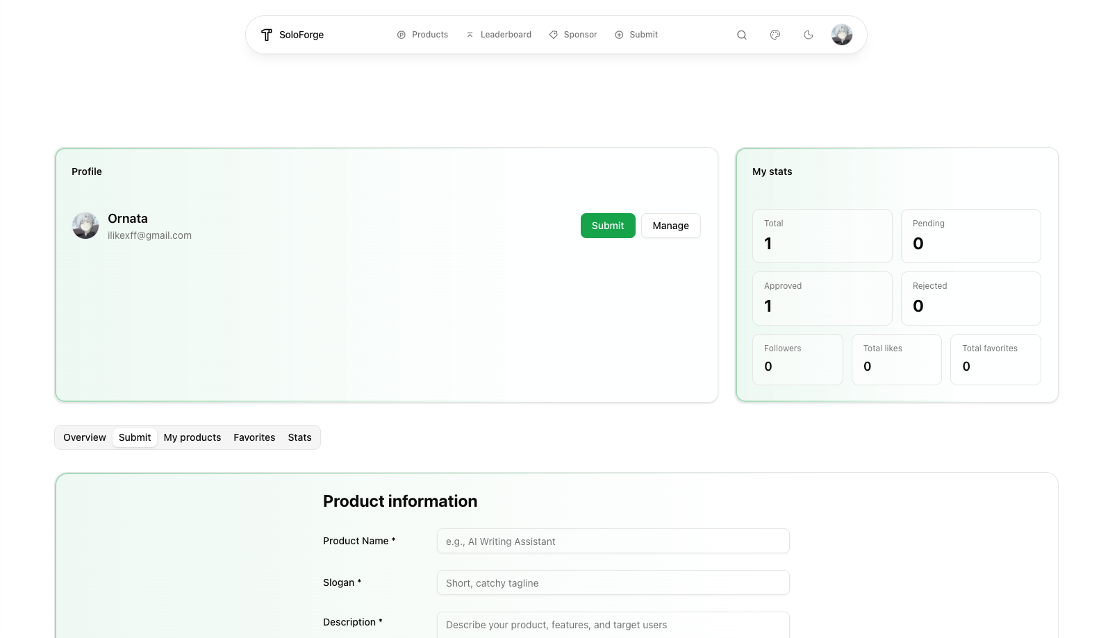 SoloForge - Screenshot 2 showing product features and functionality