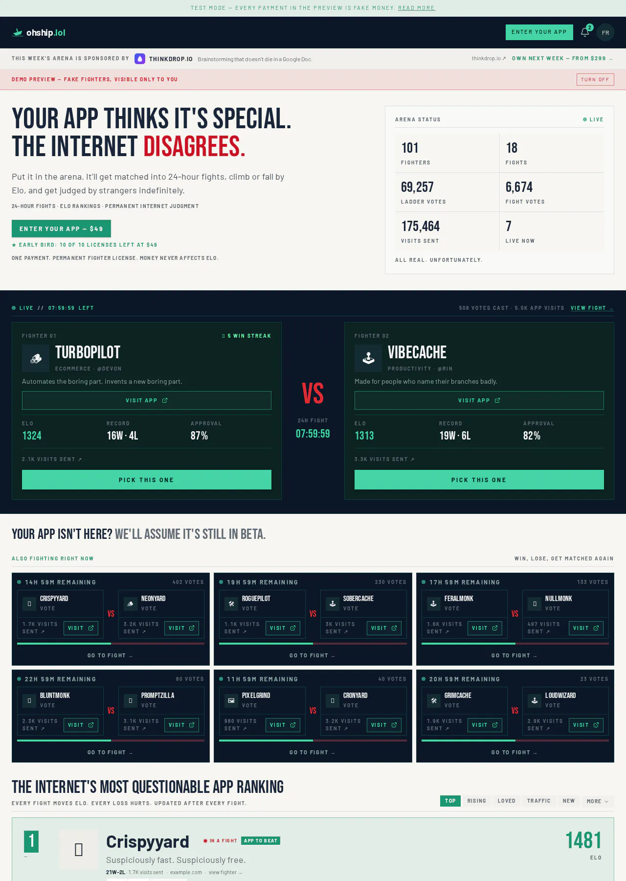 ohship.lol — a fight club for apps gallery image
