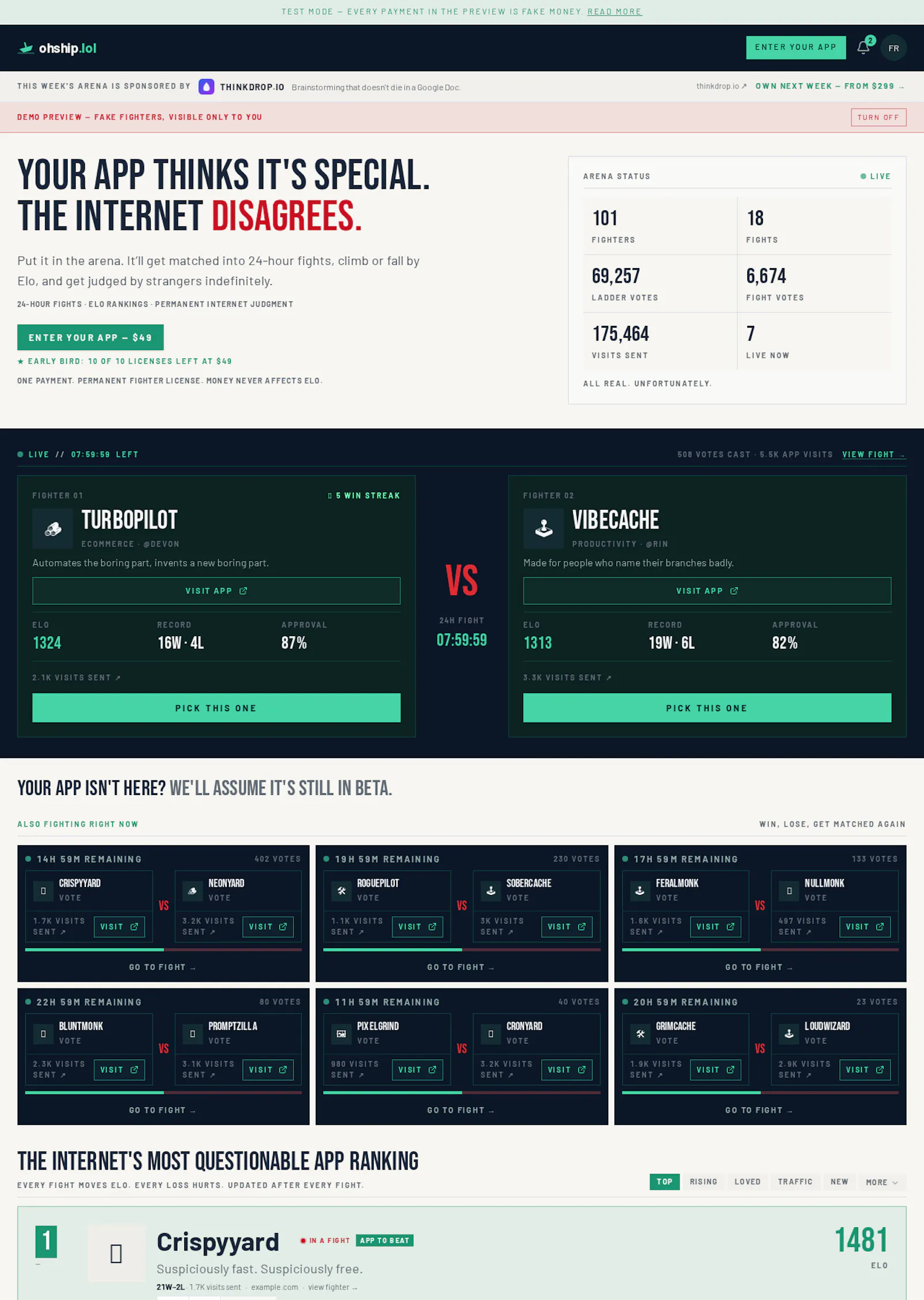 ohship.lol — a fight club for apps screenshot 2