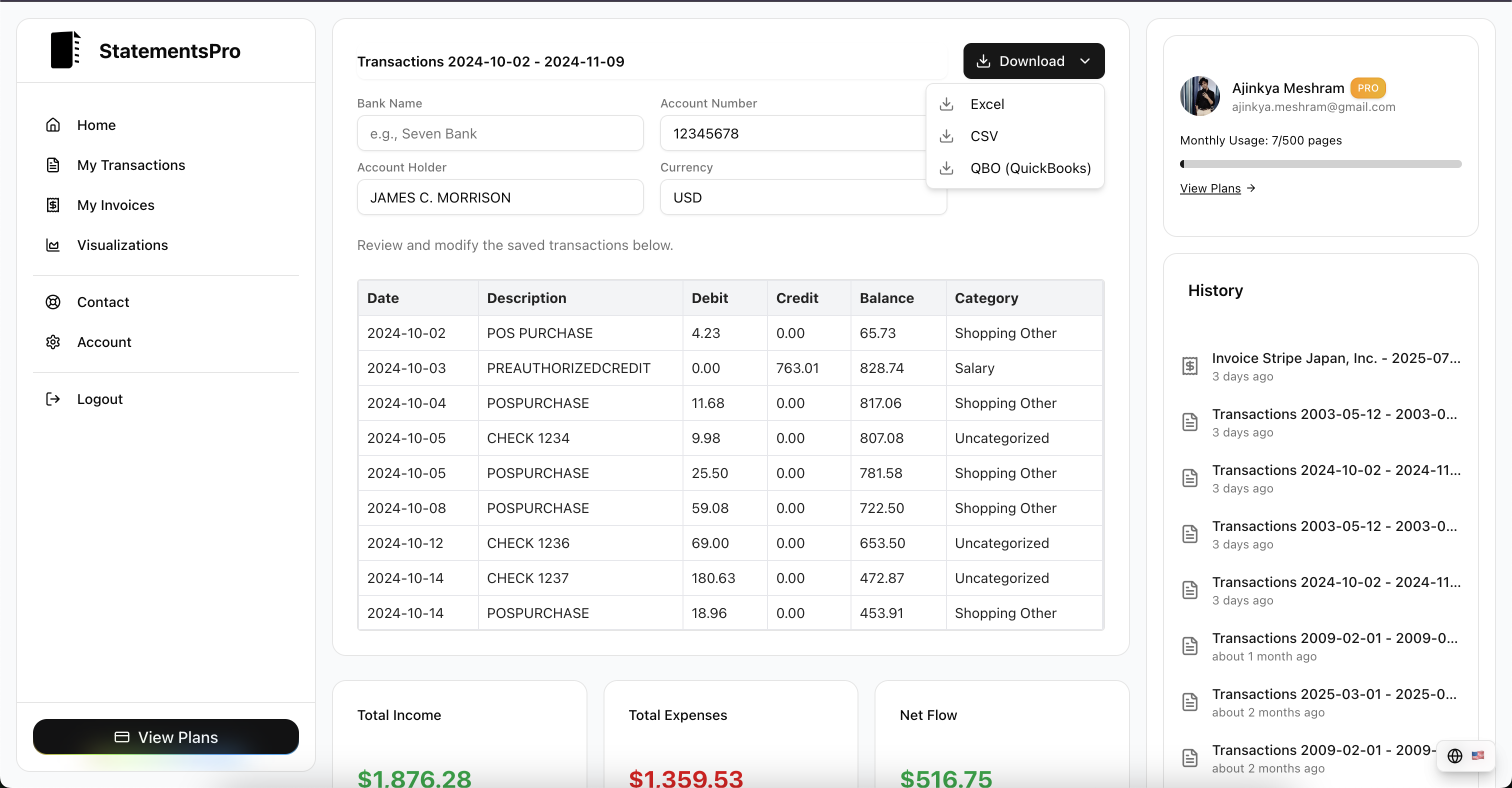 StatementsPro - Screenshot 2 showing product features and functionality