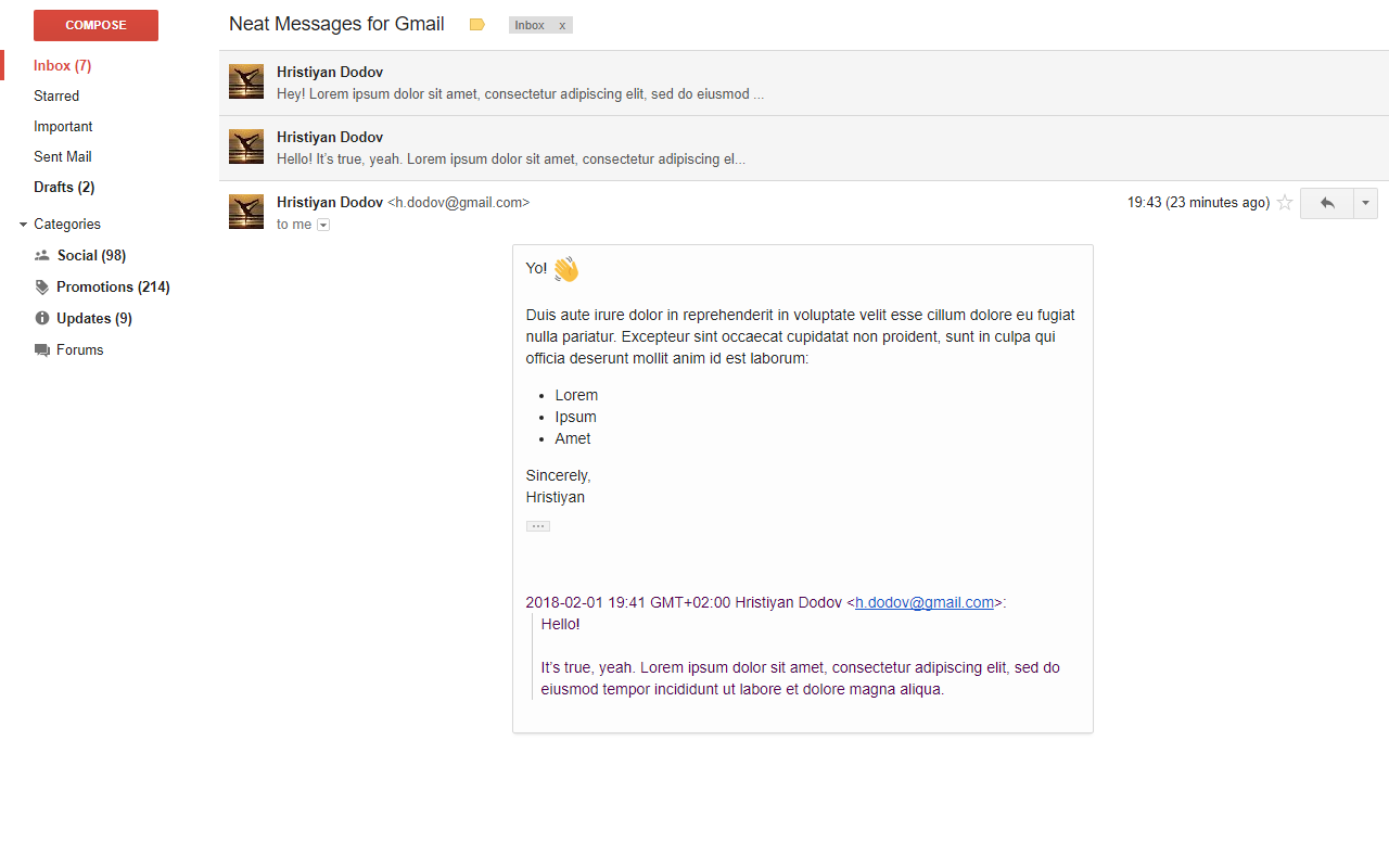 Neat Messages for Gmail Image