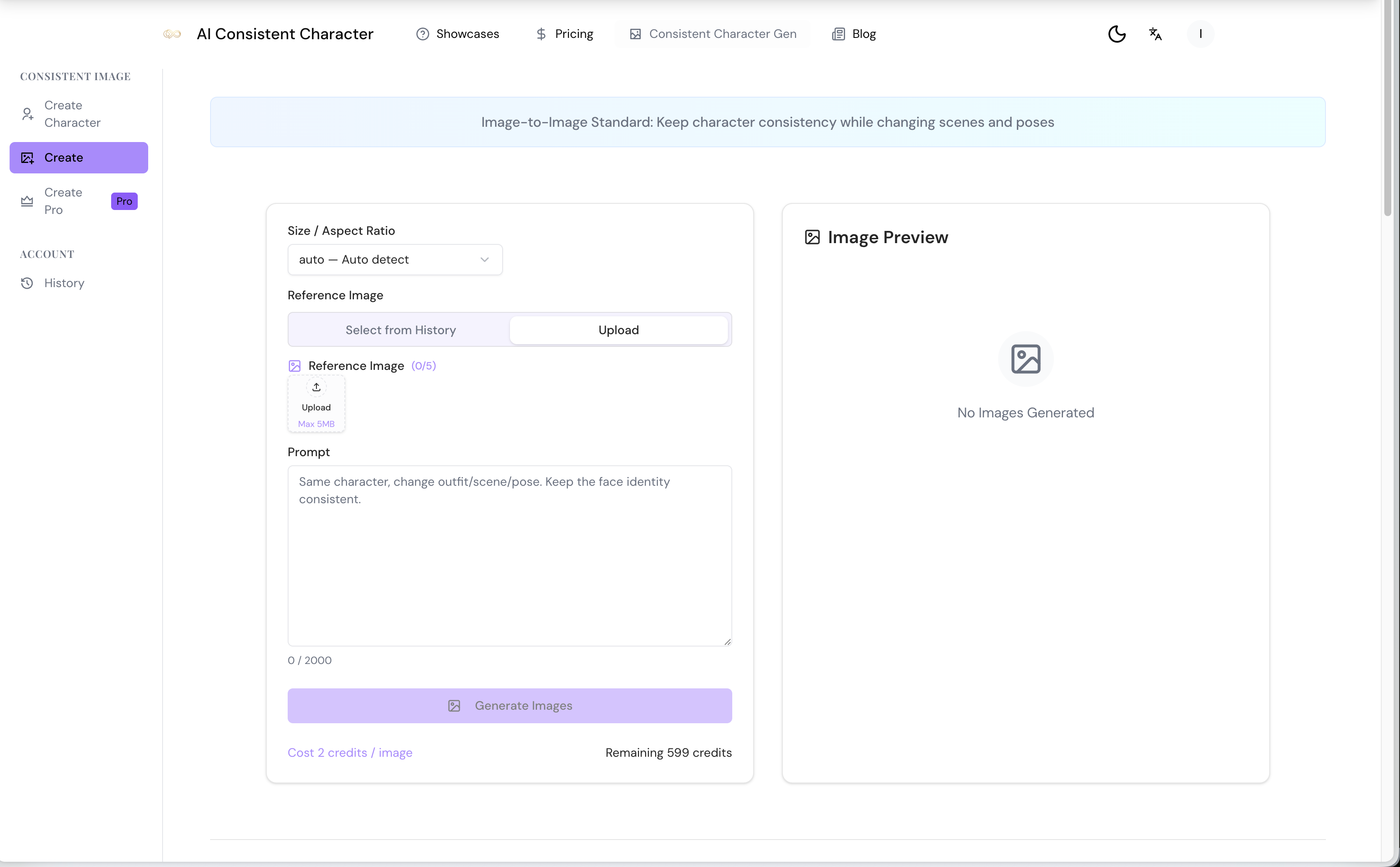Ai Consistent Character - Main product screenshot demonstrating key features and user interface