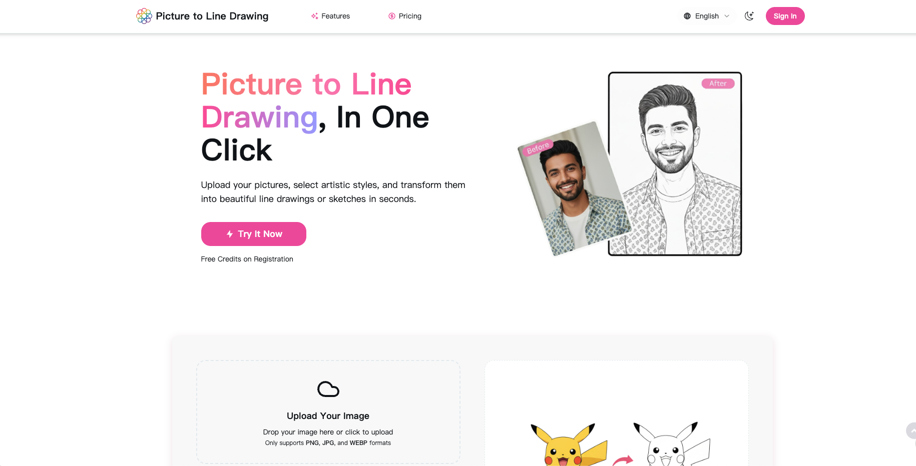 Picture to Line Drawing - Main screenshot showing features and interface