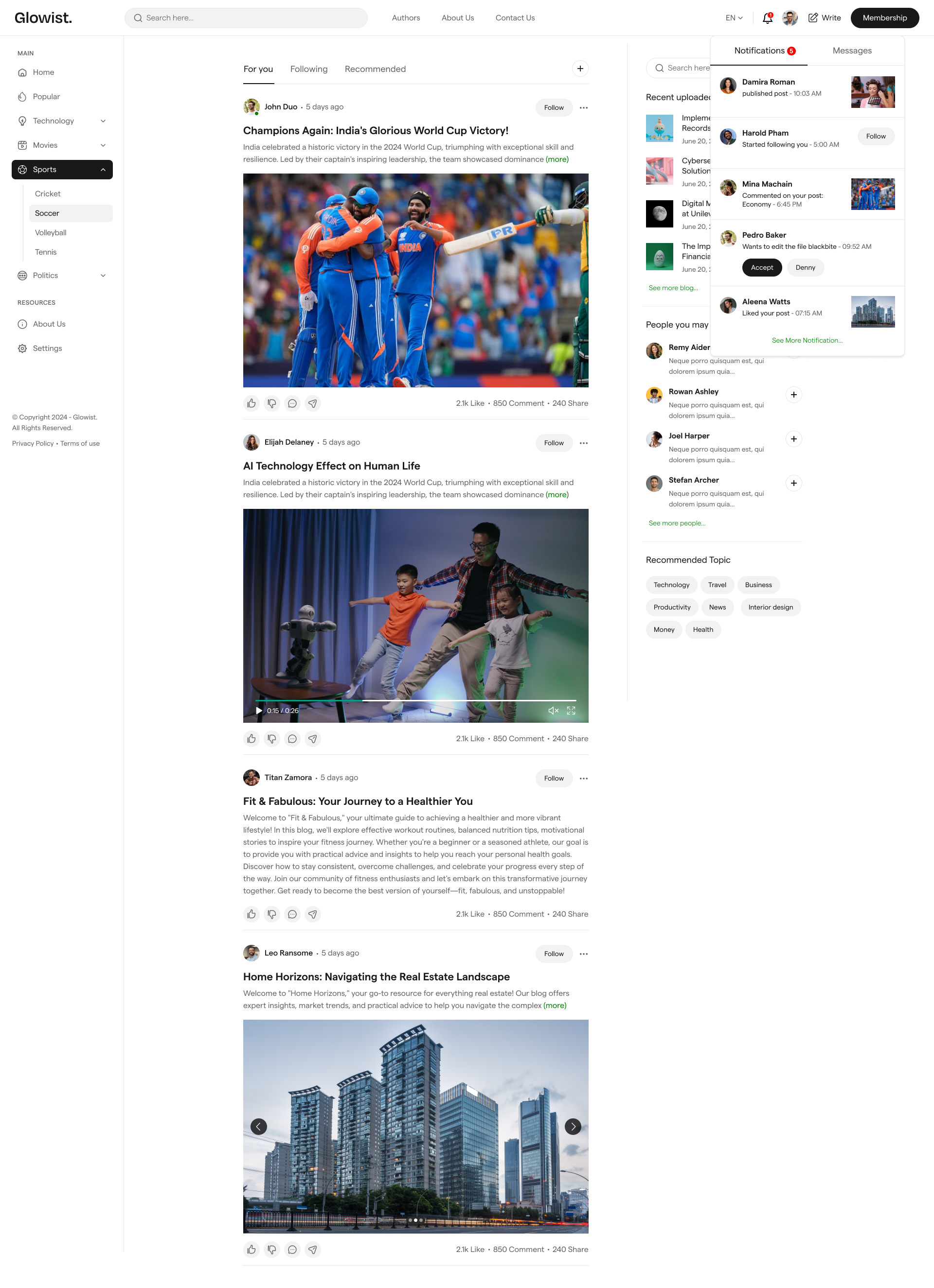 Glowist：博客网站模板html media 34