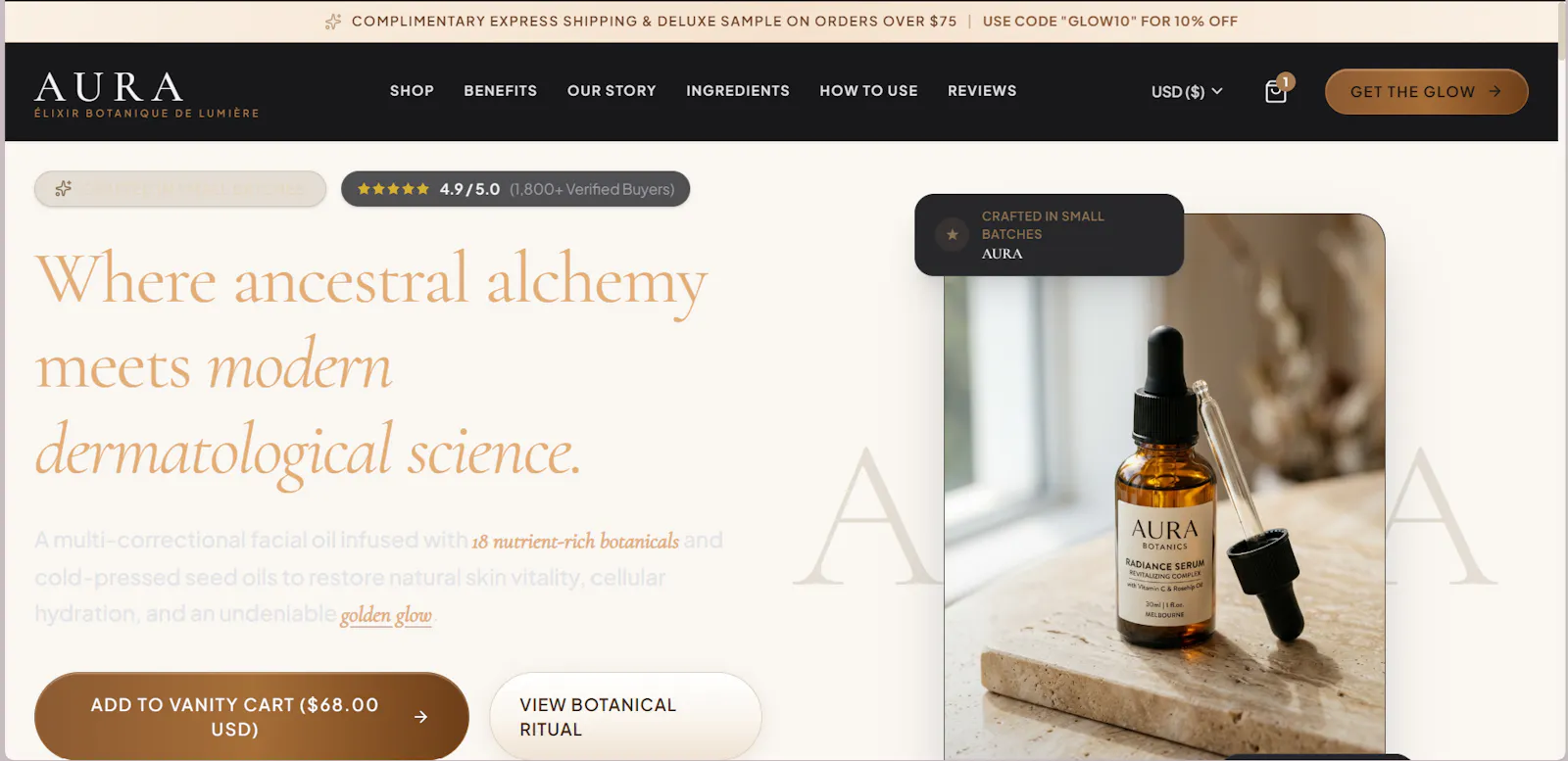 Luxury Skincare Landing Page screenshot 1