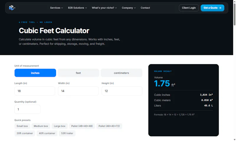 Cubic Feet Calculator by 3PLGuys screenshot 5