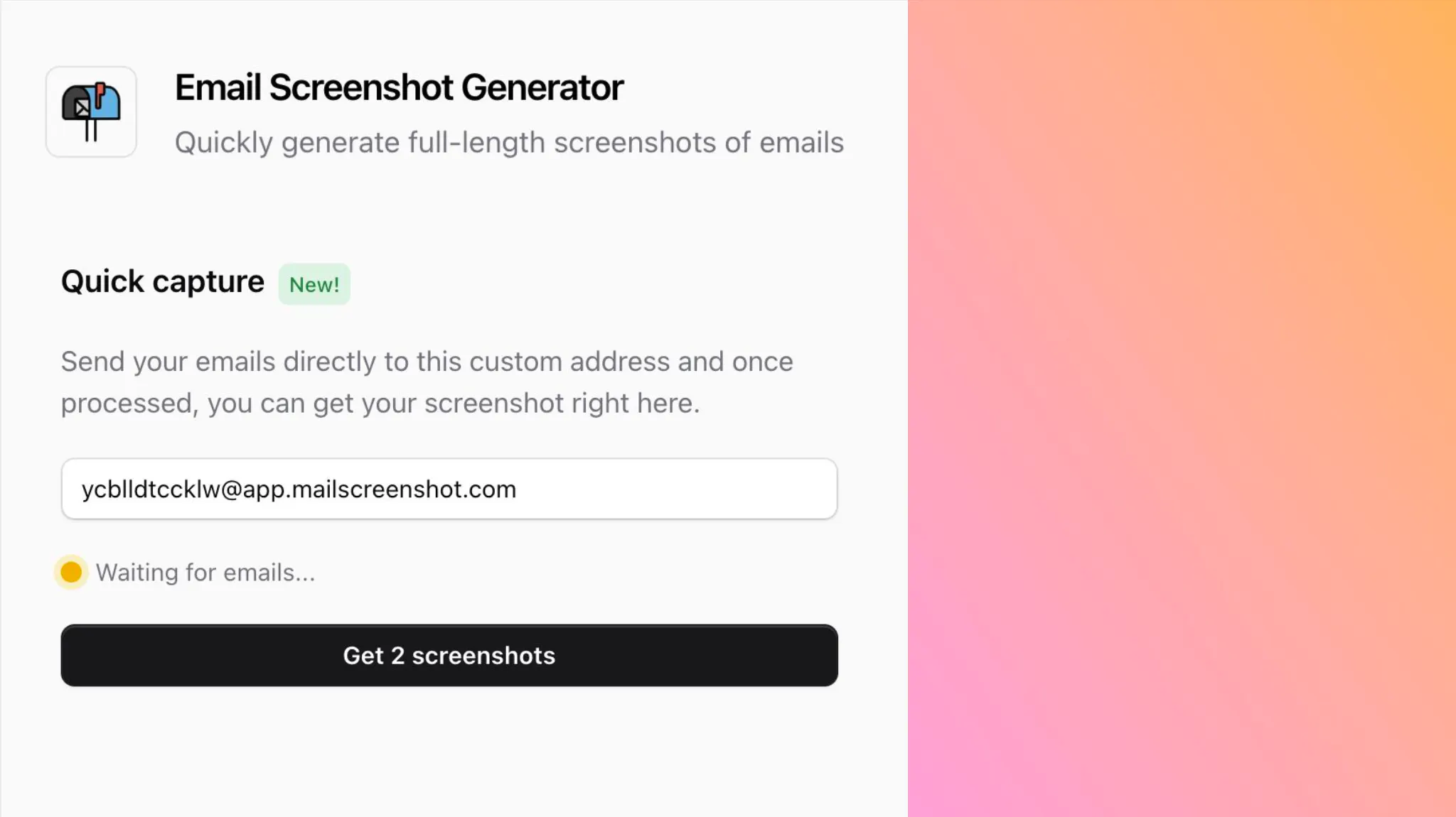 Email Screenshot Generator 제품 배너