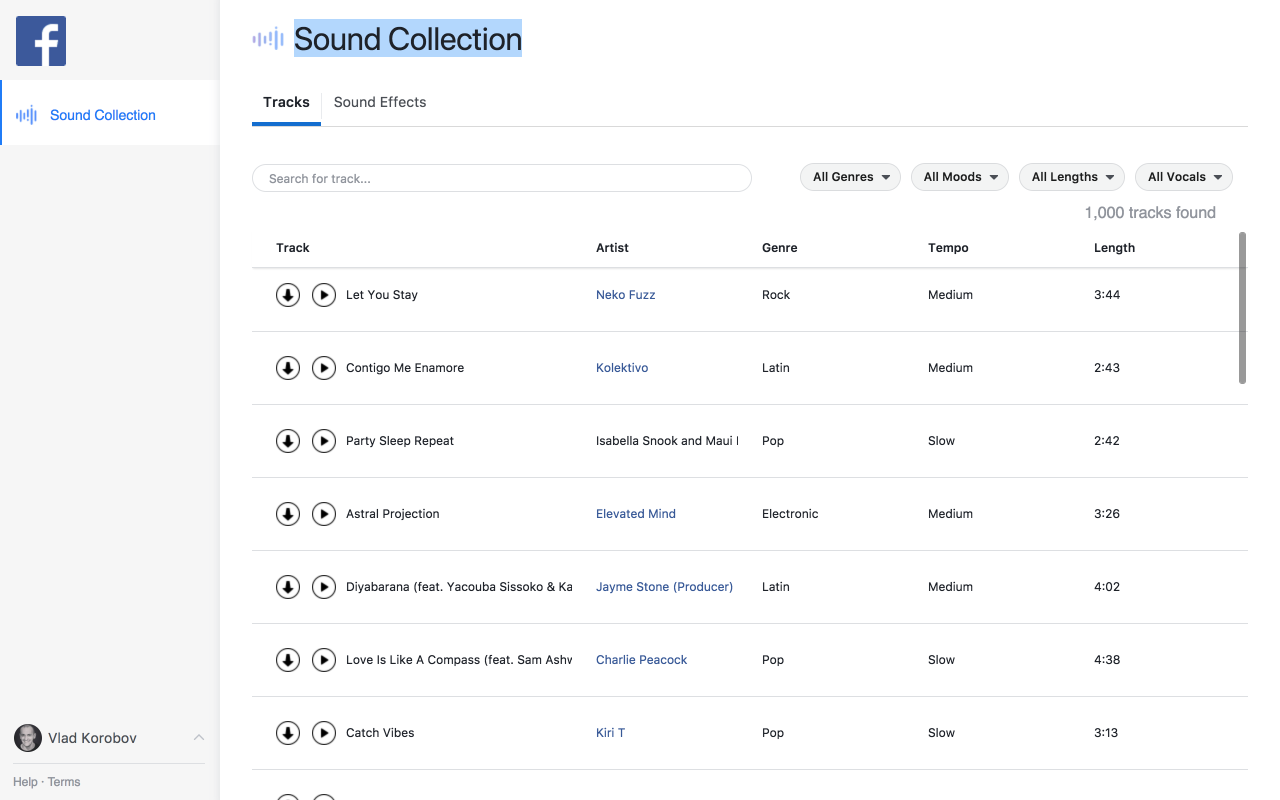 Facebook Sound Collection gallery image