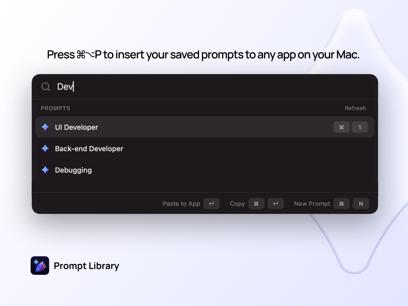 Prompt Library - Screenshot 2 showing product features and functionality