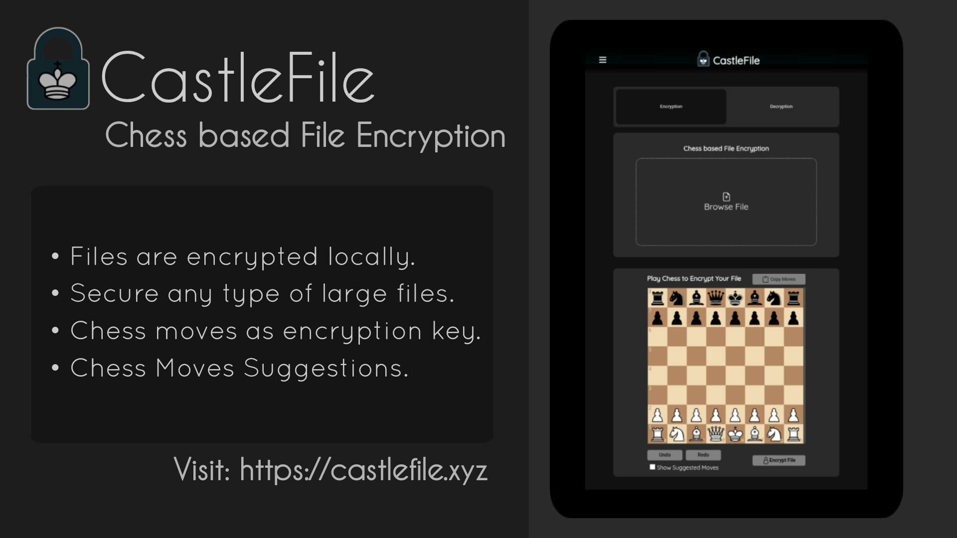 startuptile CastleFile-Fun secure and client side file encryption using chess