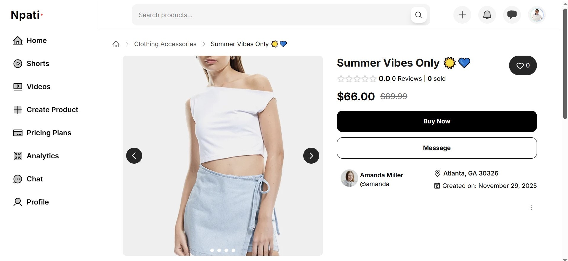 Npati Marketplace - Screenshot 2 showing product features and functionality