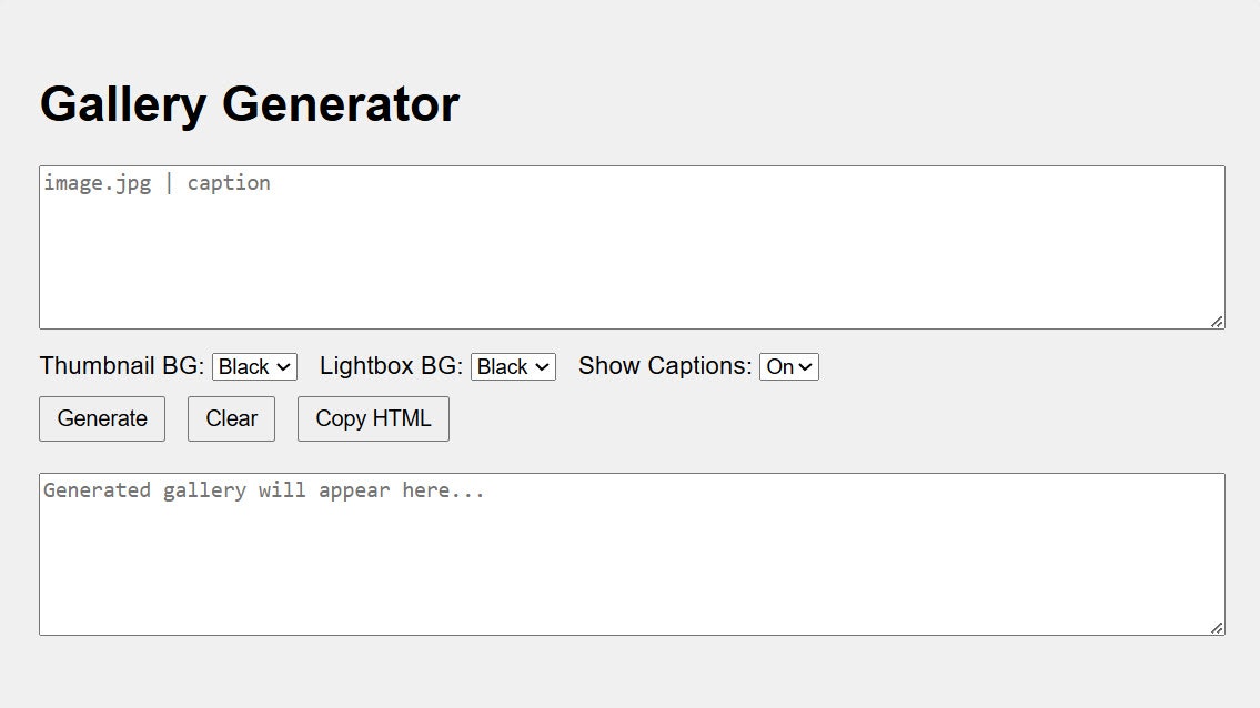 Gallery Generator for gallery image