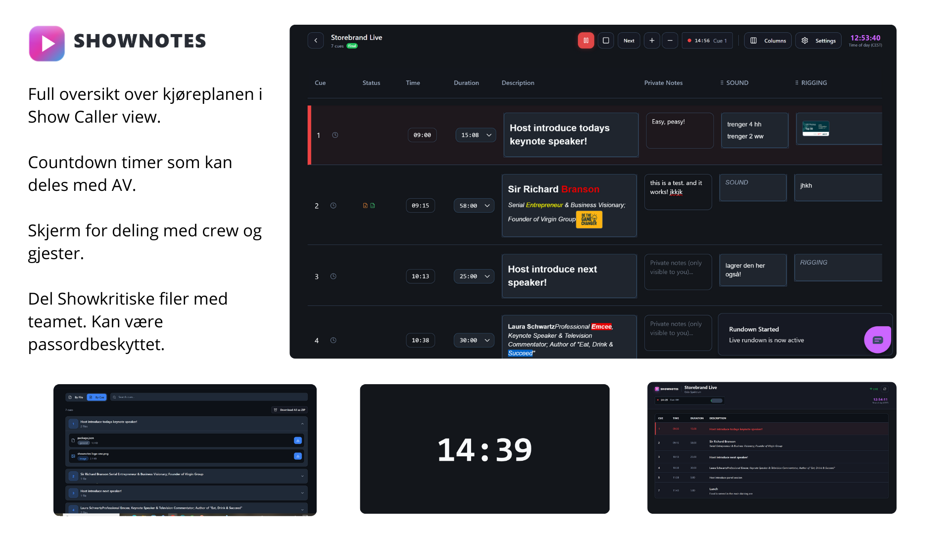 Shownotes - Screenshot 3 showing product features and functionality