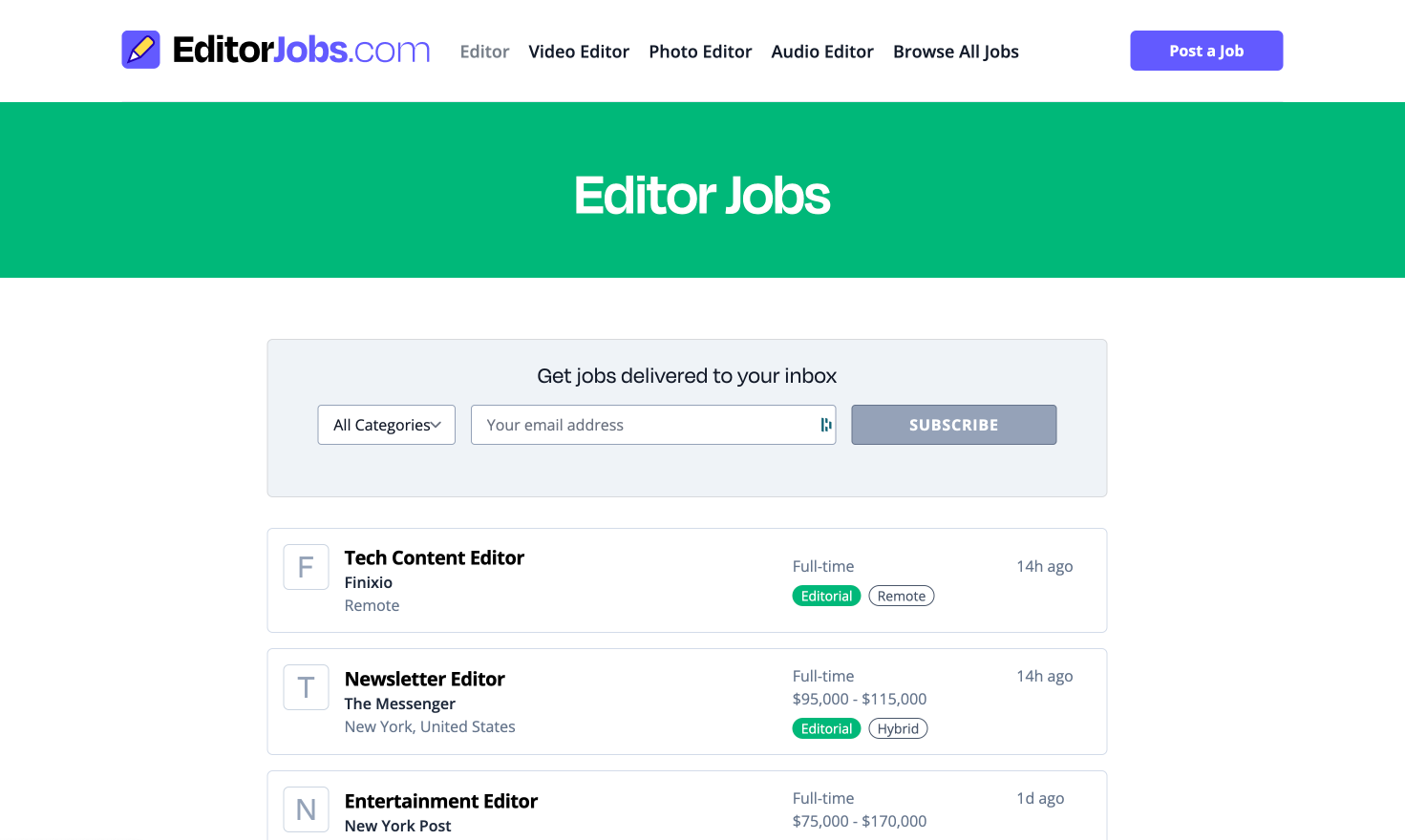 Media EditorJobs.com - Bảng công việc cho video, bản sao, ảnh và biên tập viên âm thanh 2