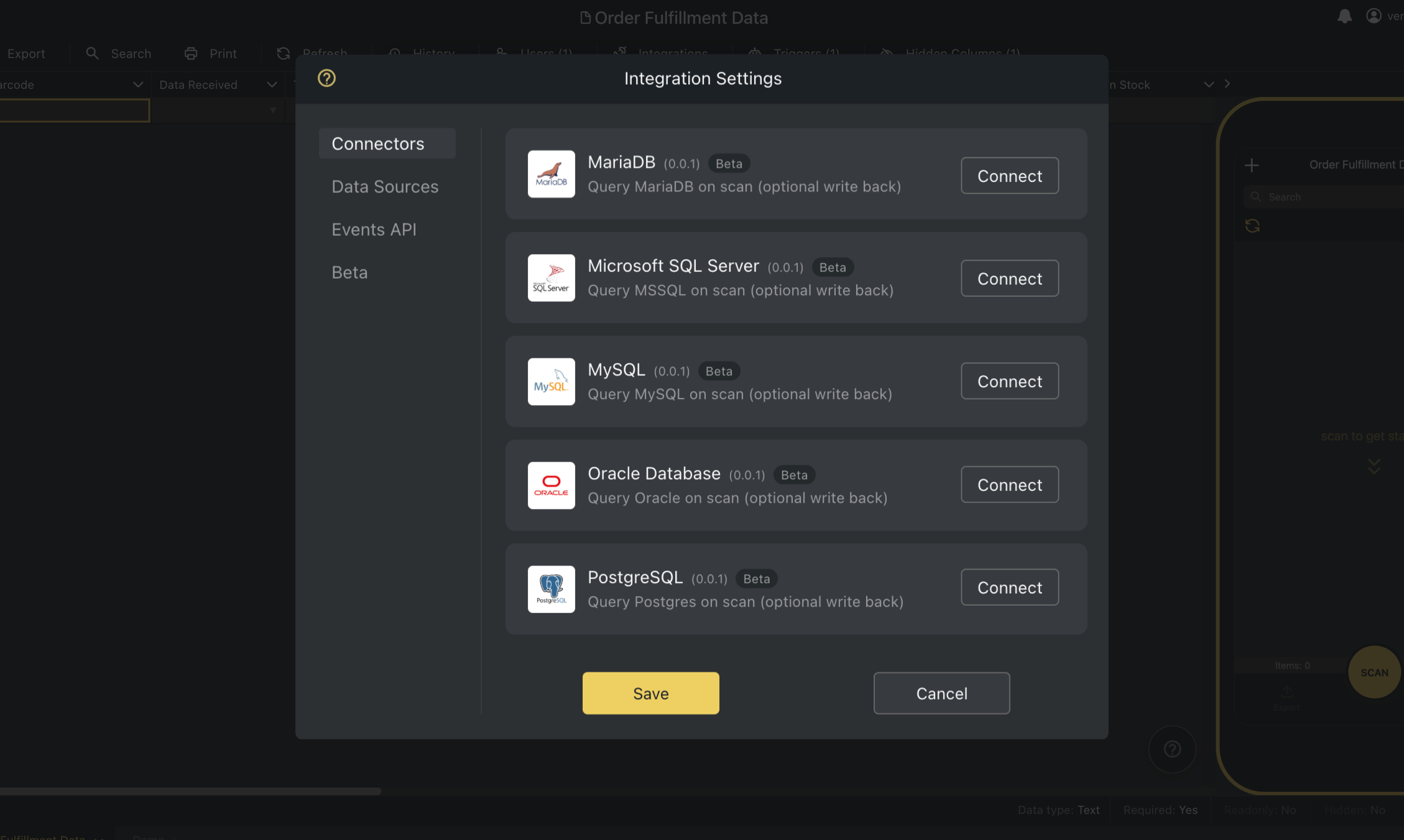 Orca Scan SQL Connectors - Screenshot 2 showing product features and functionality