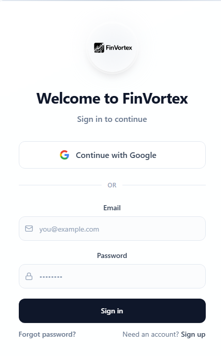 FinVortex - Screenshot 2 showing product features and functionality