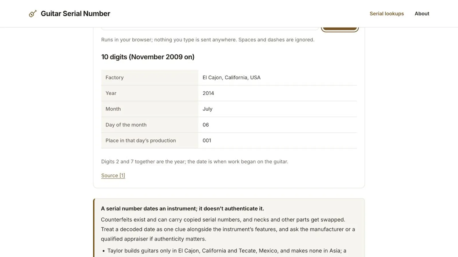 Guitar Serial Number screenshot 3