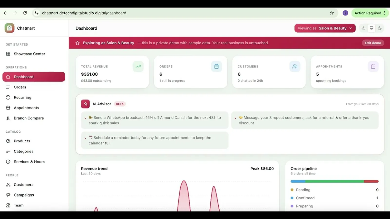 ChatMart - AI WhatsApp Orders & Bookings screenshot 1 (video preview)