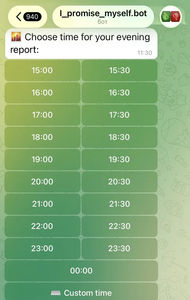 Promise Myself Telegram Bot screenshot