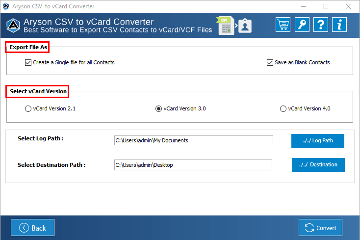 Aryson CSV เป็น VCARD Converter media 7