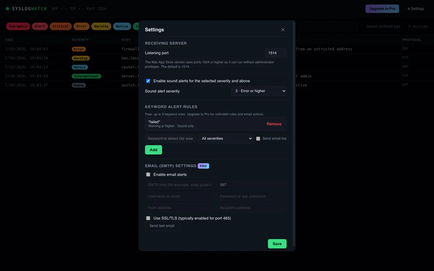SyslogWatch screenshot 2