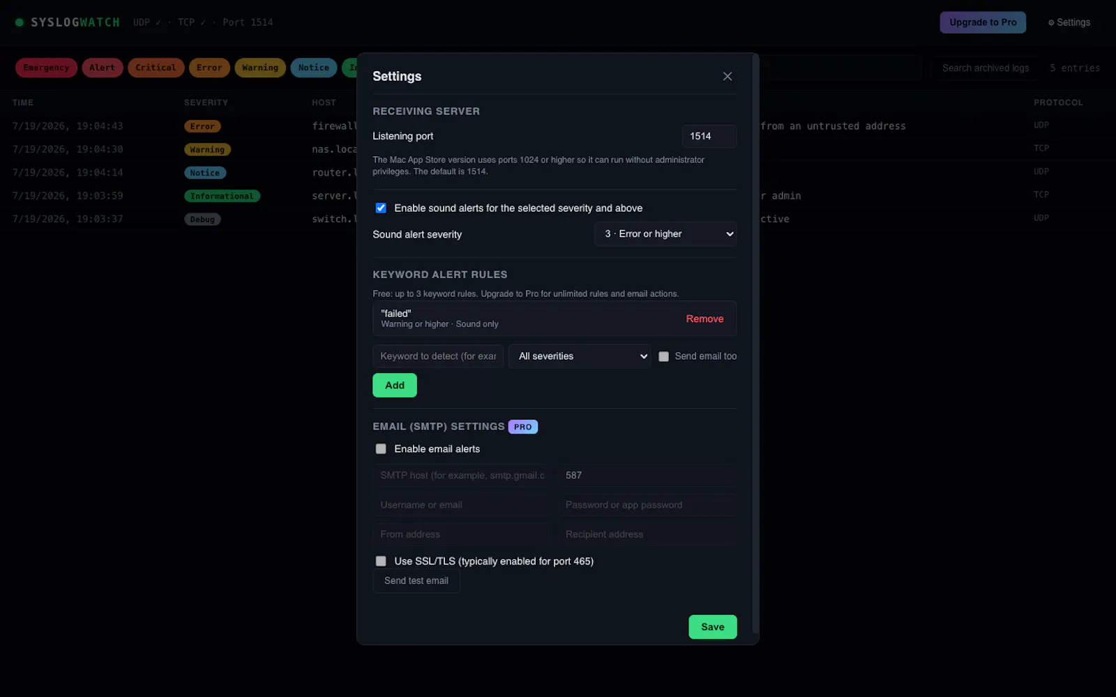 SyslogWatch screenshot 3