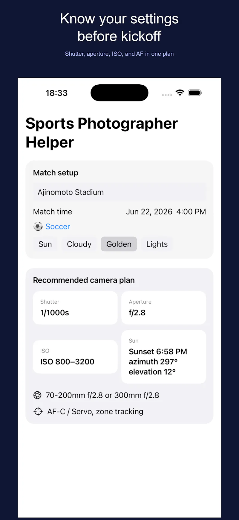 Sports Photographer Helper screenshot 1