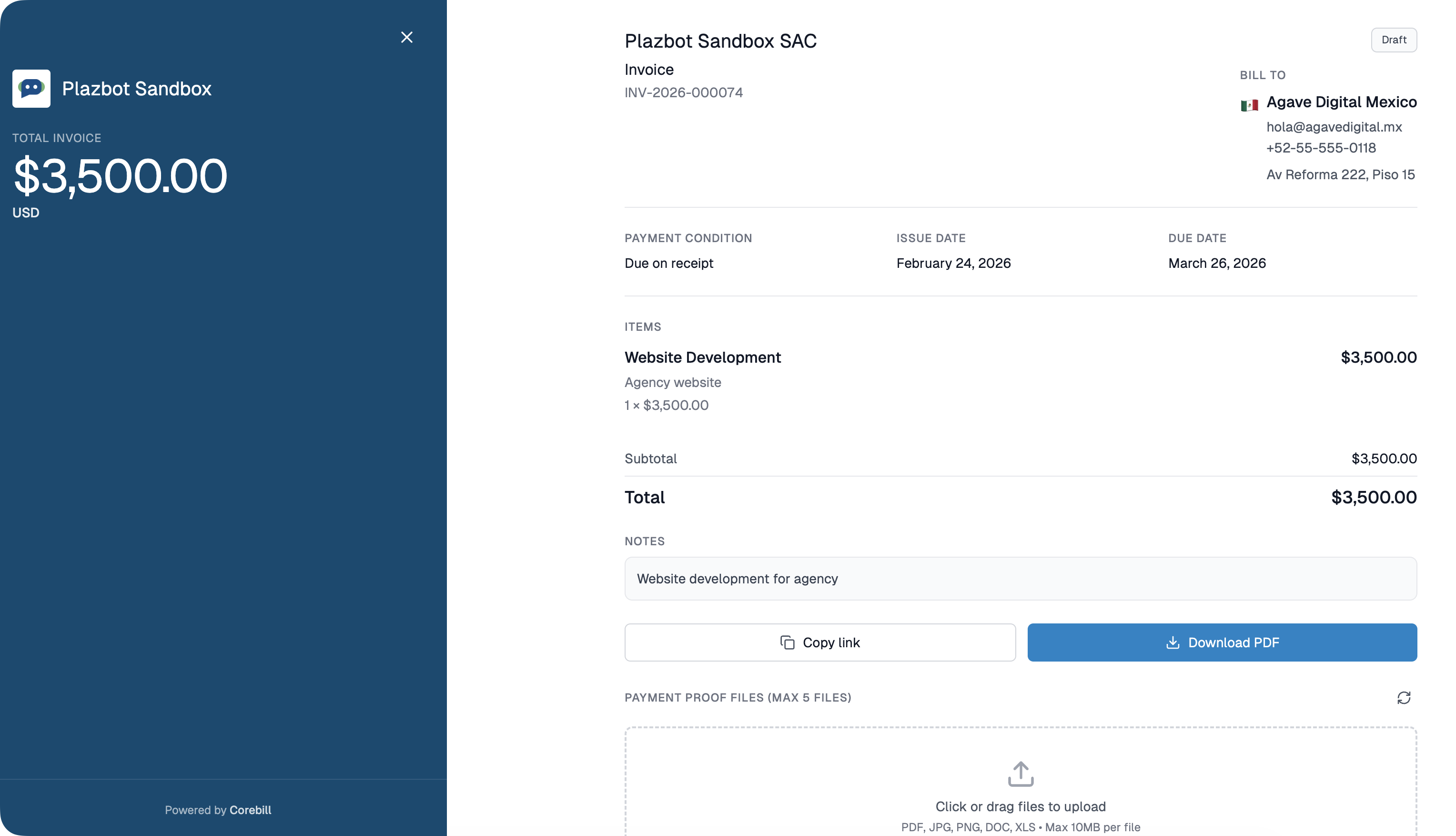 Corebill - Screenshot 4 showing product features and functionality