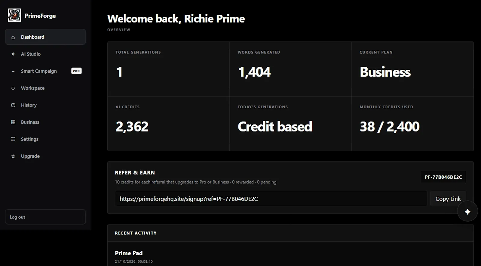 PrimeForge AI screenshot 2