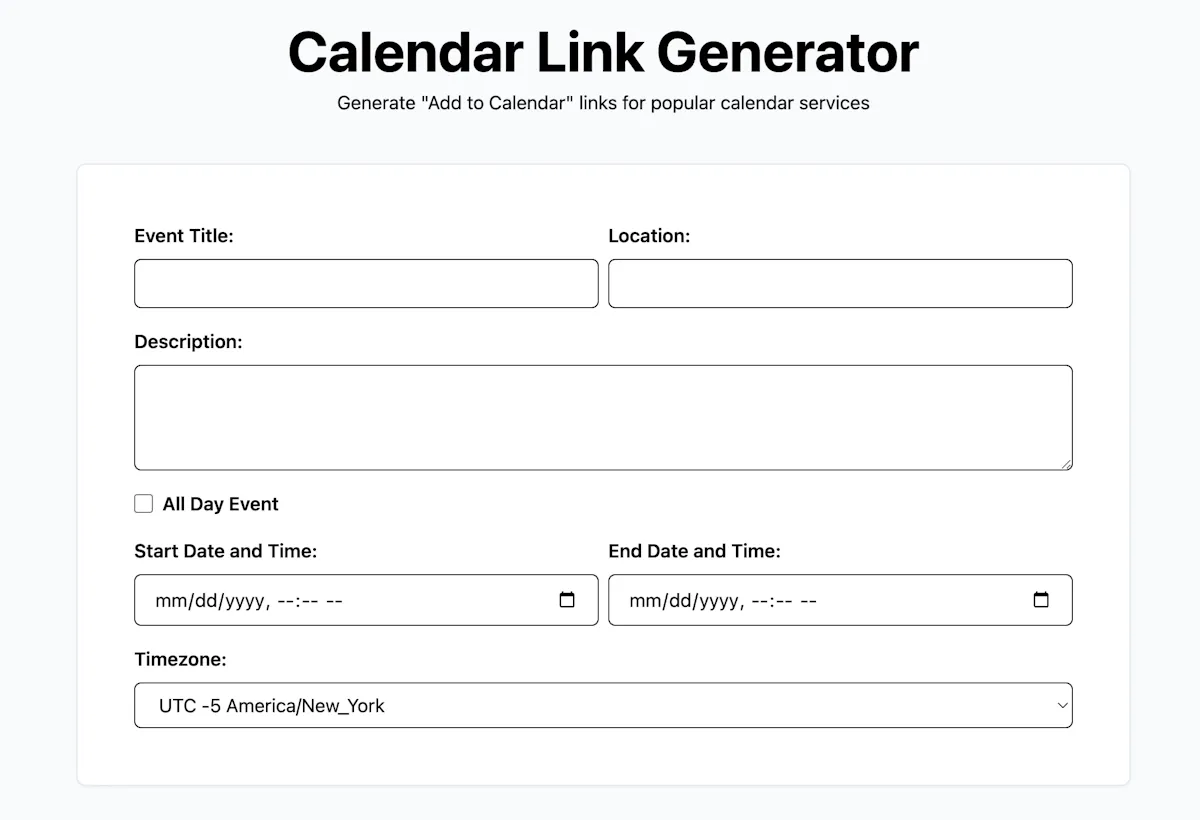 Calendar Link Generator