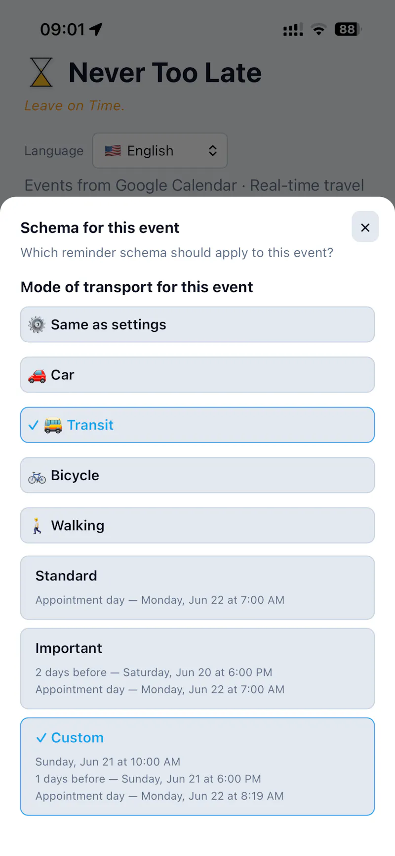 Never Too Late – Leave on Time screenshot 3
