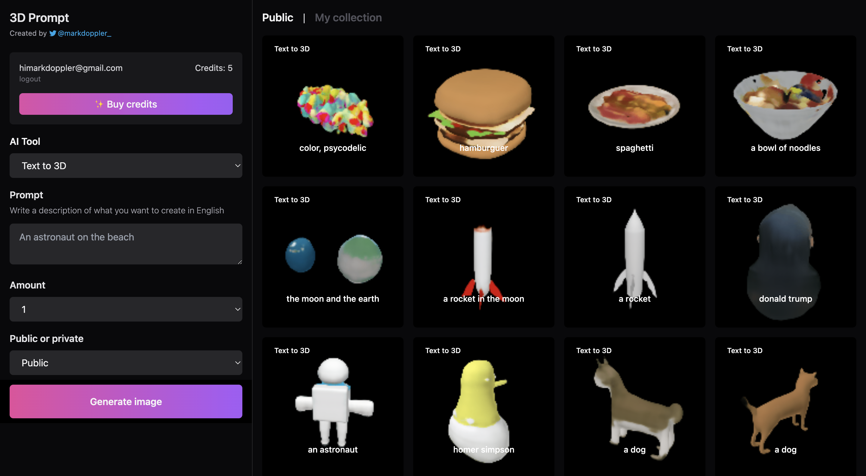 startuptile 3D Prompt-Generate funny 3D stuff with AI