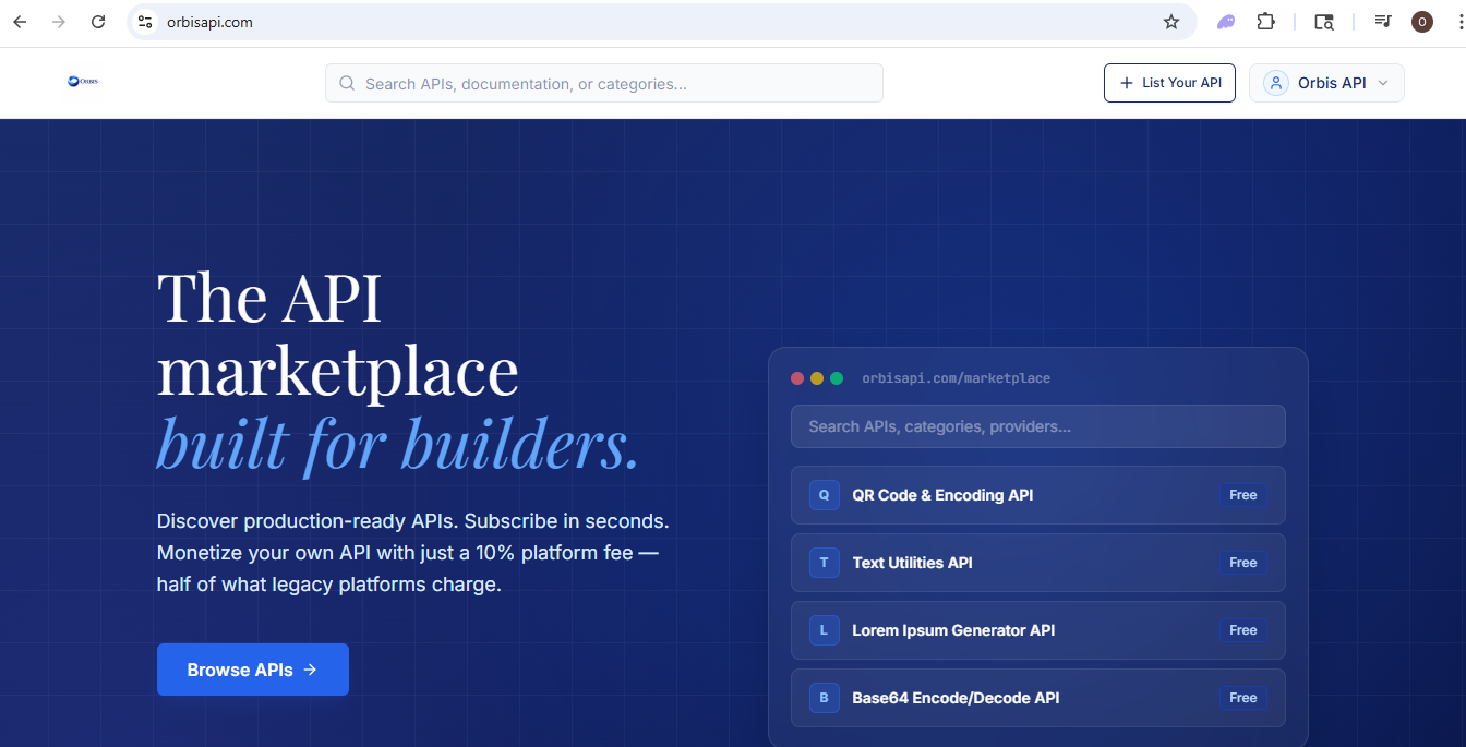 Orbis API Marketplace gallery image