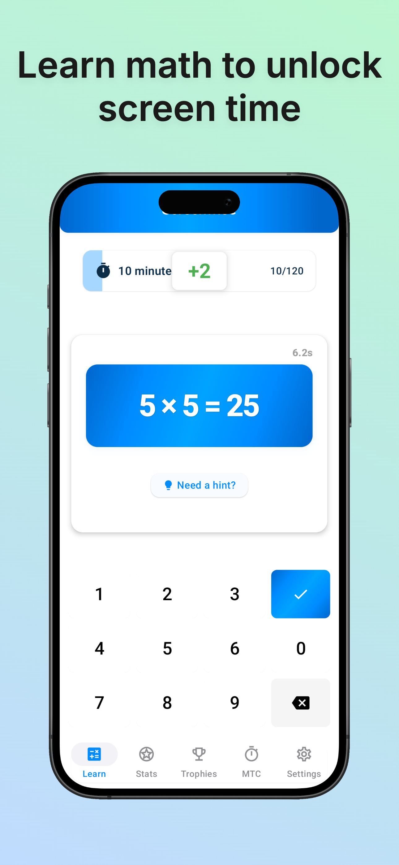 Screenwise: Unlock screen-time with math - Main product screenshot demonstrating key features and user interface