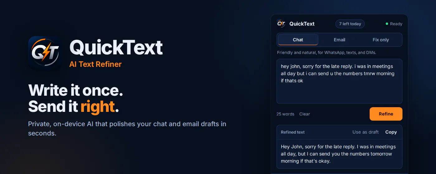 QuickText – AI Text Refiner gallery image