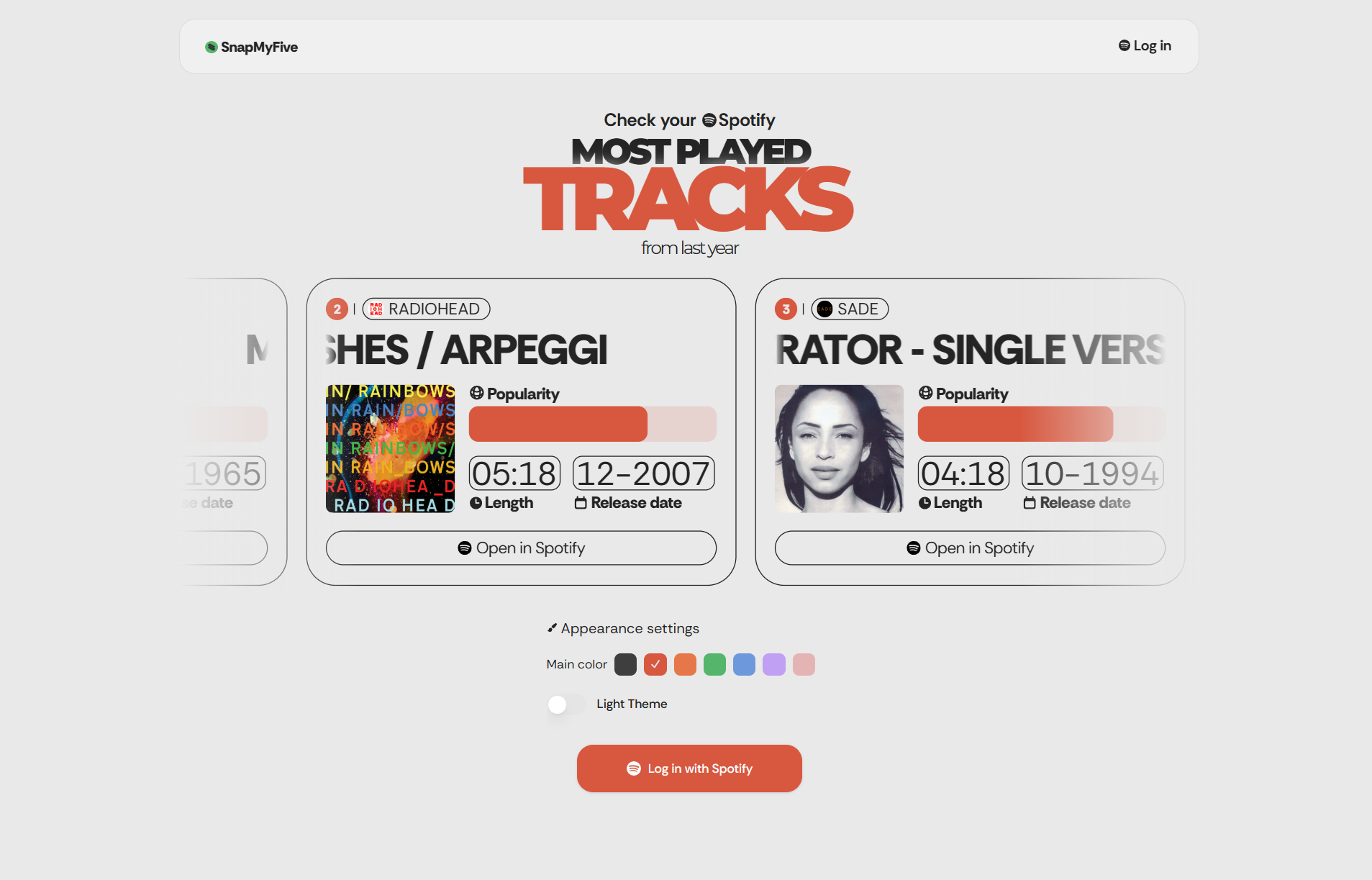 SnapMyFive - Design-focused Spotify listening stats media 5