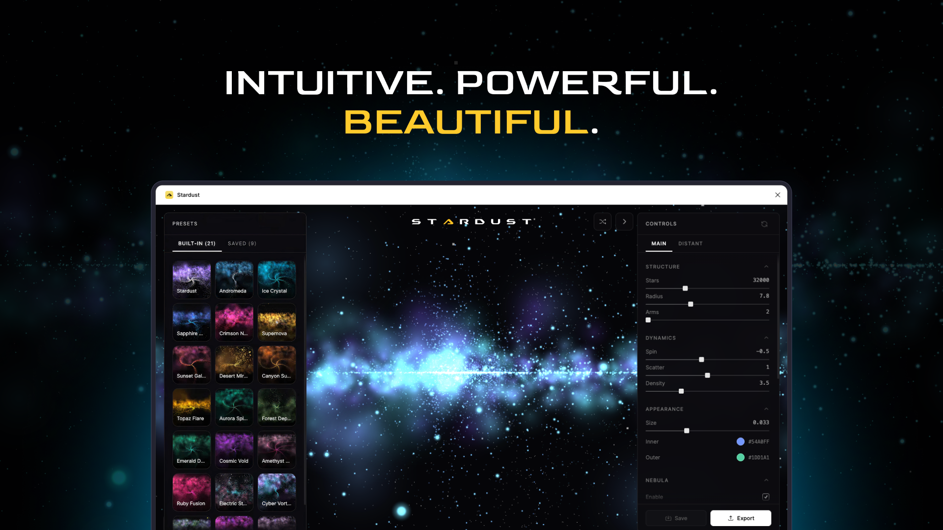Stardust - Interactive Galaxy Creator gallery image