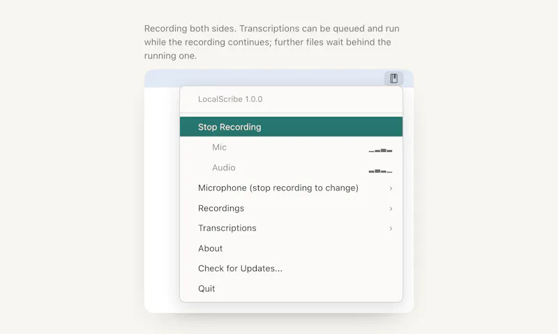 LocalScribe. Transcribe locally on Mac. screenshot 2