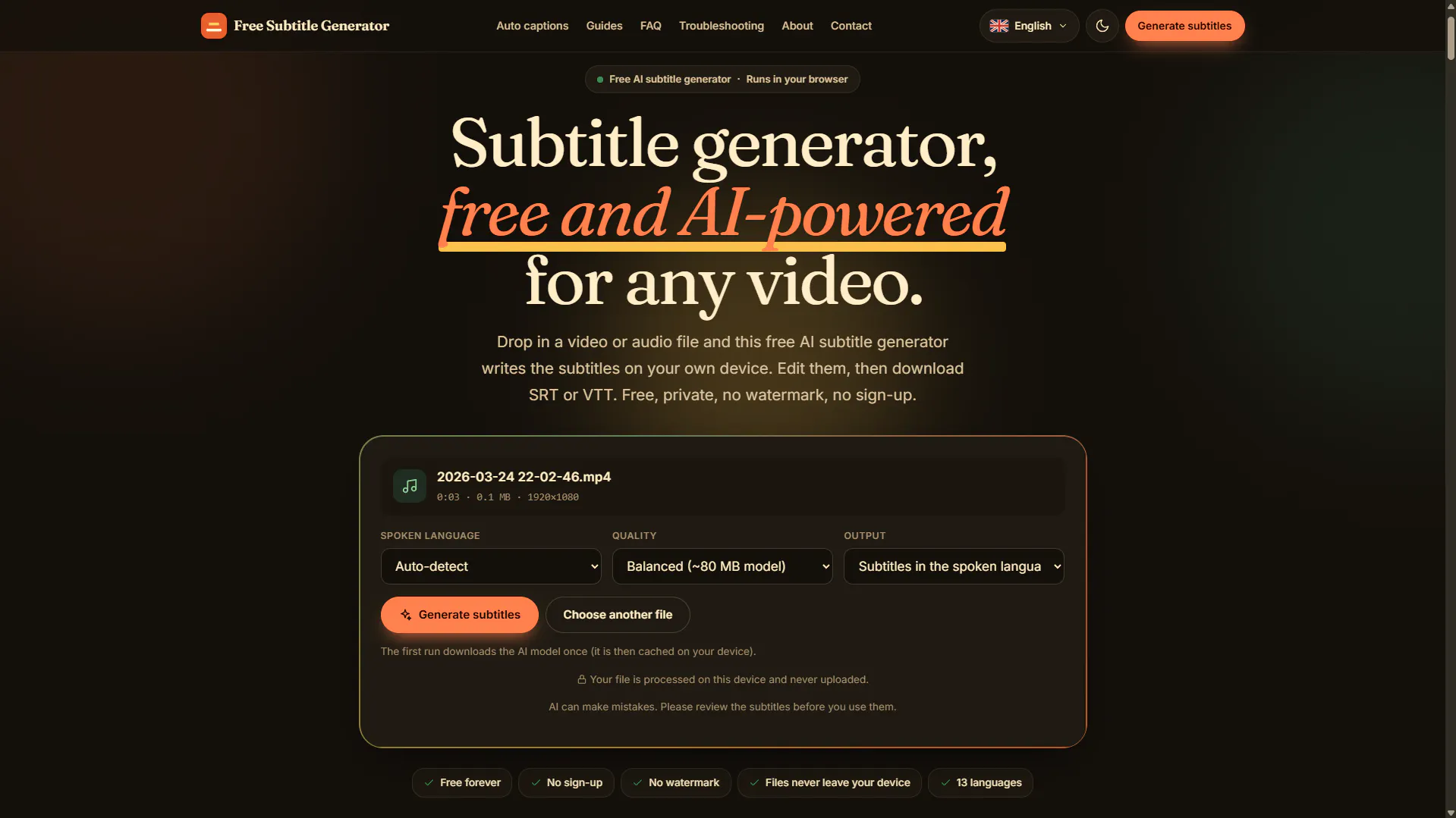 Free Subtitle Generator gallery image