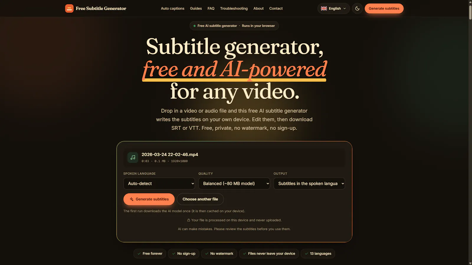 Free Subtitle Generator screenshot 3