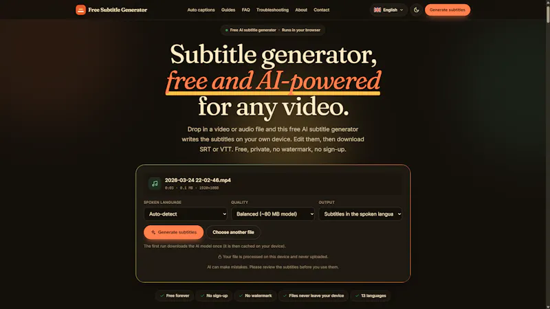 Free Subtitle Generator screenshot 3