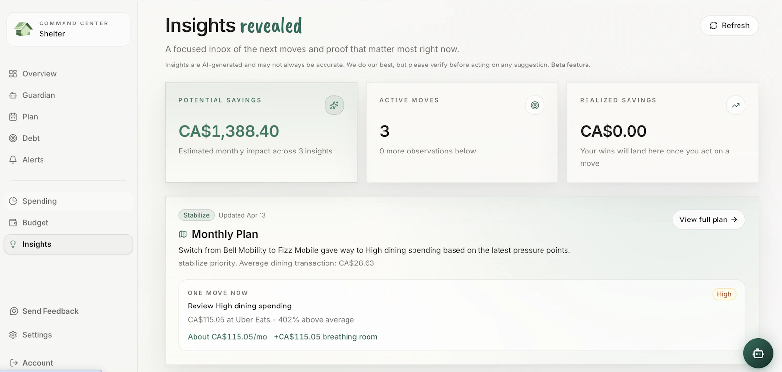 Shelter - Your AI Financial Guardian  screenshot 4