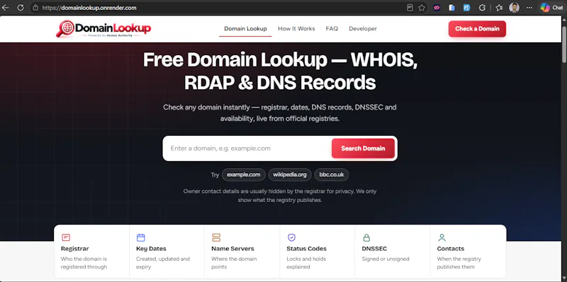 Domain Lookup screenshot 2