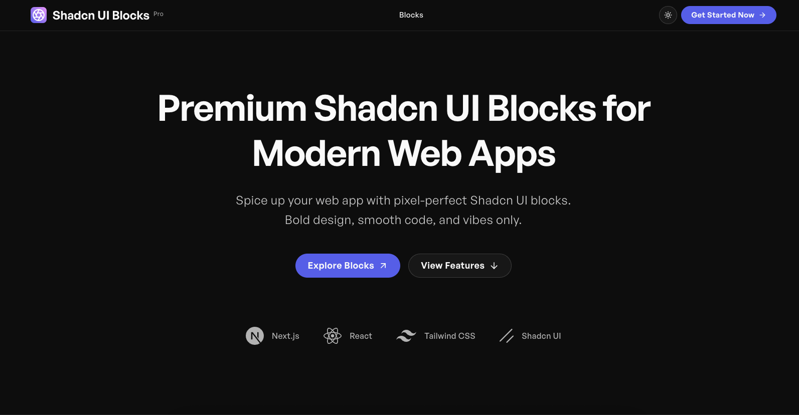 Mídia 1 de Shadcn Ui Blocks Pro