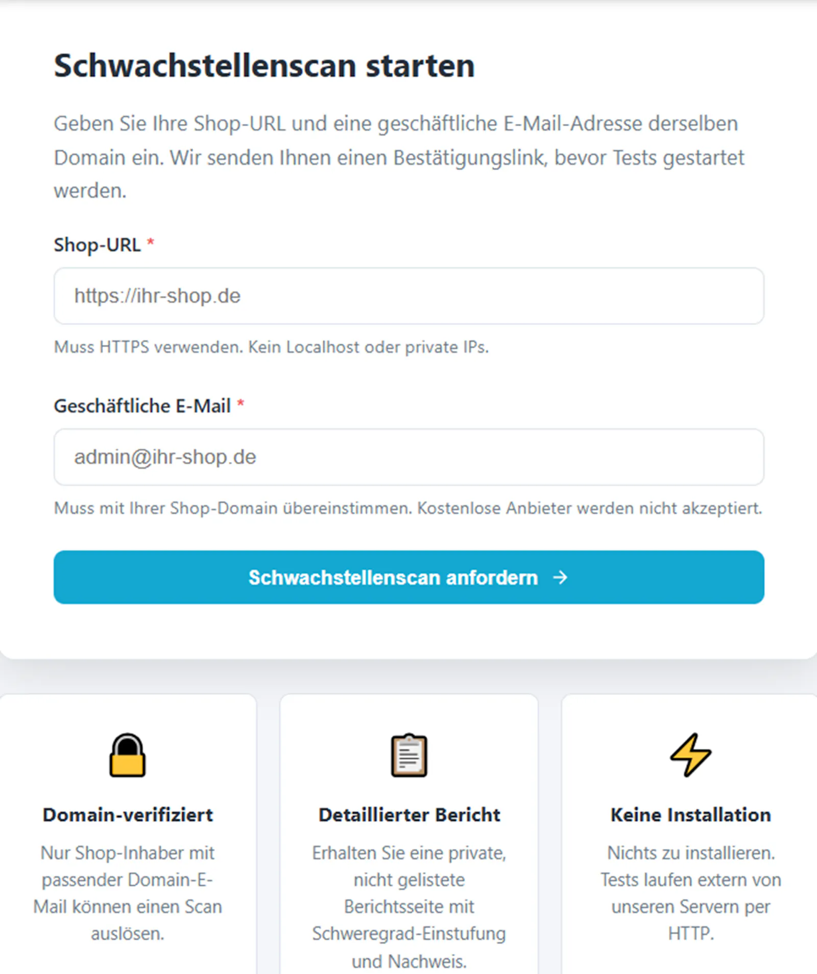 Vulnerability Scanner for Online Shops screenshot 1